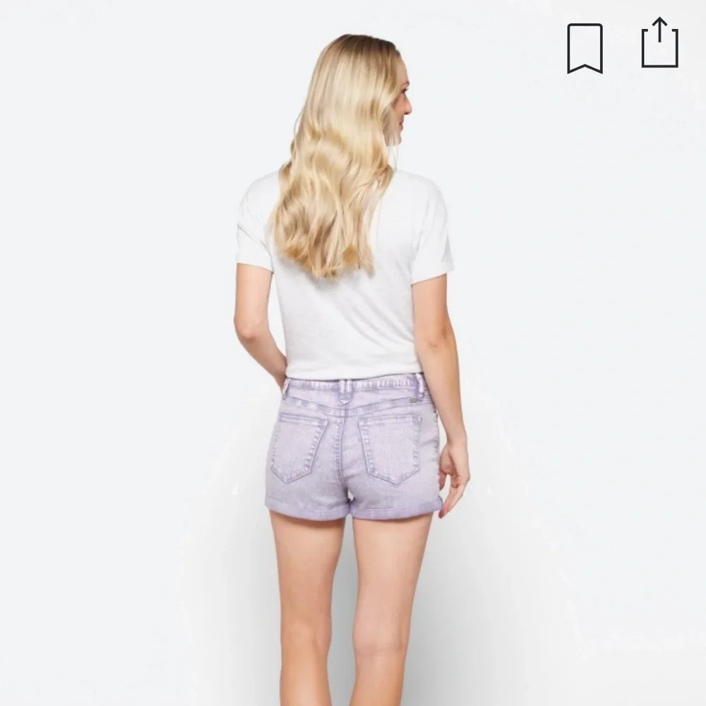 1822 Denim Annabeth High Rise Roll Short NWT 4 Light Purple - Picture 7 of 9